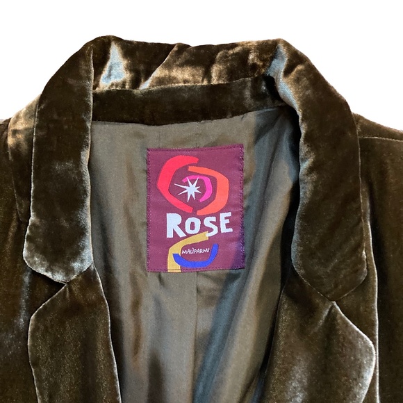 NWOT olive-green silk velvet blazer - Picture 4 of 7